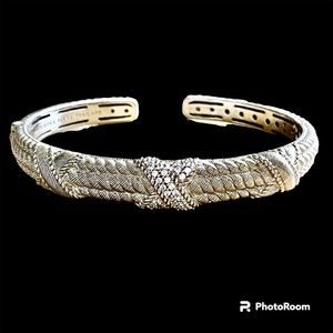 Judith Ripka, Sterling, silver cuffed, hinged bracelet